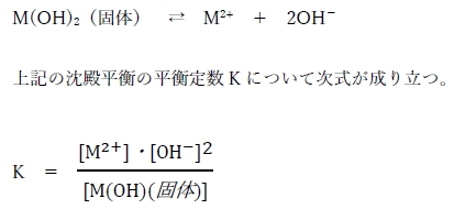 109回薬剤師国家試験問94　M(OH)2の沈殿が生成し始めるpH
